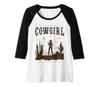 Donna Cowboy - Costume da Donna Vintage da Cow Girl Maglia con Maniche Raglan