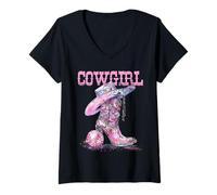 Donna Cowgirl Country Concert Outfit per donne, giovani e ragazze adolescenti Maglietta con Collo a V