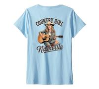 Donna Cowgirl Country Music Chitarrista Western Nashville Femminile Maglietta con Collo a V