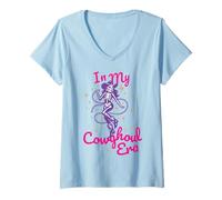 Donna Cowgirl Ghoul Demone Halloween spettrale Gothic Pastello Maglietta con Collo a V