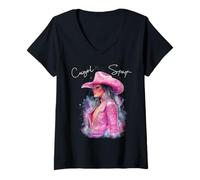 Donna Cowgirl Spirit Pink Country Concert Outfit Donna Ragazze Ragazze Maglietta con Collo a V