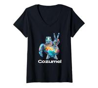 Donna Cozumel Messico Souvenir/Cozumel Maglietta con Collo a V