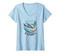 Donna Cozumel Messico Souvenir/Cozumel Maglietta con Collo a V