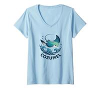 Donna Cozumel Messico Souvenir/Cozumel Maglietta con Collo a V