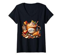 Donna Cozy Autumn Stuff with Apple Pie Coffee Mug for Fall Teacher Maglietta con Collo a V