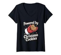 Donna Cozy Baking Christmas Cookies Maglietta con Collo a V
