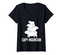 Donna Cozy Capy Mountain Cute Capybara Retro Uomini Ragazzi Bambini Donne Maglietta con Collo a V