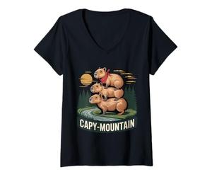 Donna Cozy Capy Mountain Cute Capybara Retro Uomini Ragazzi Bambini Donne Maglietta con Collo a V
