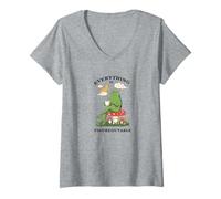 Donna Cozy Cottagecore Coffee Frog Art Maglietta con Collo a V