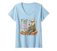 Donna Cozy Fall Duck Autunno Stagione Amante Maglietta con Collo a V