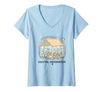 Donna Cozy Gaming Digital Botanist Aesthetic Farming Sim Maglietta con Collo a V