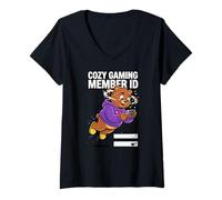 Donna Cozy Gaming Member ID Club Bear Maglietta con Collo a V