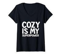 Donna Cozy Is My Superpower - Cuscino per rilassarsi Maglietta con Collo a V