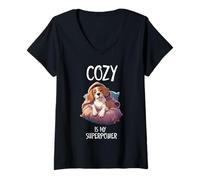 Donna Cozy Is My Superpower - Maglietta Maglietta con Collo a V