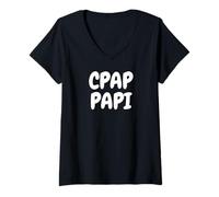 Donna CPAP Papi Funny Sleep Apnea Breathing Machine Design for Men Maglietta con Collo a V