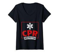 Donna CPR Instructor Specialista in didattica d'emergenza -- Maglietta con Collo a V