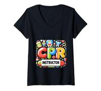 Donna CPR Instructor Specialista in didattica d'emergenza |------ Maglietta con Collo a V