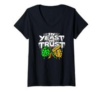 Donna Craft Beer Homebrewer in Yeast We Trust Maglietta con Collo a V