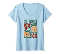 Donna Craft Your Path Artsy Boho Floral Positive Citazione Maglietta con Collo a V