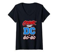 Donna Crank That DC Go-Go, Grafica Musicale del Distretto di Washington Maglietta con Collo a V