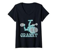 Donna Crankbait Fishing Lure - Cranky Fisherman Tee Maglietta con Collo a V