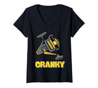 Donna Crankbait Fishing Lure - Cranky Fisherman Tee Maglietta con Collo a V