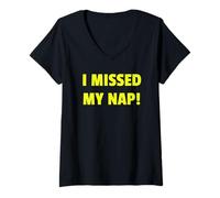 Donna Cranky Mode On I Missed My Nap Funny Graphic Tee And More Maglietta con Collo a V