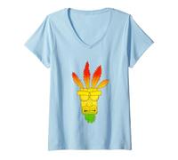 Donna Crash Bandicoot Aku Aku Gradient Colors Chest Logo Maglietta con Collo a V