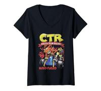 Donna Crash Bandicoot CTR Team Racing Nitro Fueled Video Game Maglietta con Collo a V