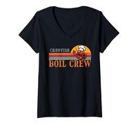 Donna Crawfish Boil Crew Retro Crayfish Squad Cajun Uomini Donne Bambini Maglietta con Collo a V