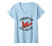 Donna Crawfish Boil Master Funny - Gamberi da Uomo Maglietta con Collo a V