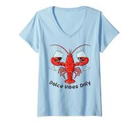 Donna Crawfish Dolce Vibes Only Funny Crayfish Cajun Donne Uomini Maglietta con Collo a V