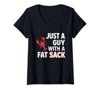 Donna Crawfish Just A Guy with Fat Sack Cajun Seafood Crayfish Maglietta con Collo a V