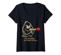 Donna Crazy Bird Love - Umorismo Romantico Sarcastico Maglietta con Collo a V