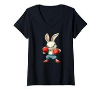 Donna Crazy Bunny con guantoni da boxe Costume Maglietta con Collo a V