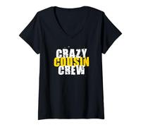 Donna Crazy Cousin Crew Giovani & Adulti Maglietta con Collo a V