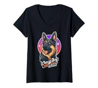 Donna Crazy Dog Lady Pastore tedesco per gli amanti dei cani Maglietta con Collo a V