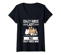 Donna Crazy Horse Lady No Crazy Horse Mamma Maglietta con Collo a V
