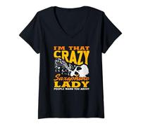 Donna Crazy Saxophone Lady Women Sassofonista Jazz Maglietta con Collo a V