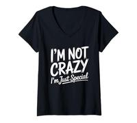 Donna Crazy Special Funny Quote Bold Brush and Script Maglietta con Collo a V