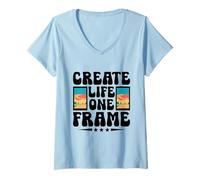Donna Crea vita Un fotogramma Animazione Schizzo Animare Storytelling Maglietta con Collo a V