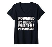 Donna Creato da Jesus Orgoglioso di Essere Il PR Manager Christian Maglietta con Collo a V