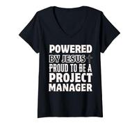 Donna Creato da Jesus Proud Come Project Manager Christian Maglietta con Collo a V