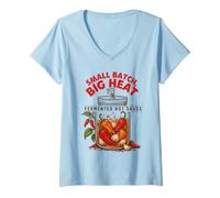 Donna Creatore di Salsa Piccante fermentato Piccolo Lotto Grande Calore Maglietta con Collo a V