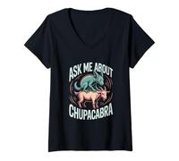 Donna Creature mitologiche Chiedimi del Chupacabra Maglietta con Collo a V