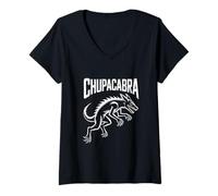 Donna creature mitologiche Officail Chupacabra Hunter Maglietta con Collo a V
