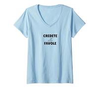Donna Credete Alle Favole Corona Maglietta con Collo a V