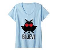 Donna Credi nel misterioso Mothman Maglietta con Collo a V