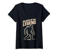 Donna Credi nella Leggenda Bigfoot Sasquatch Cryptid Folklore Maglietta con Collo a V
