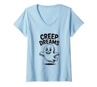 Donna Creep Dreams spettrali Vibrazioni di Halloween Maglietta con Collo a V